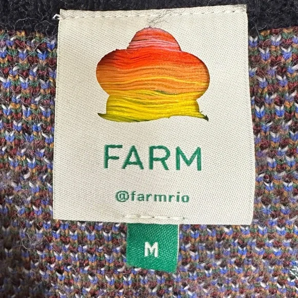 FARM Rio Floral Tapestry Long Cardigan Sweater Oversized Medium Wool Blend - Picture 15 of 17